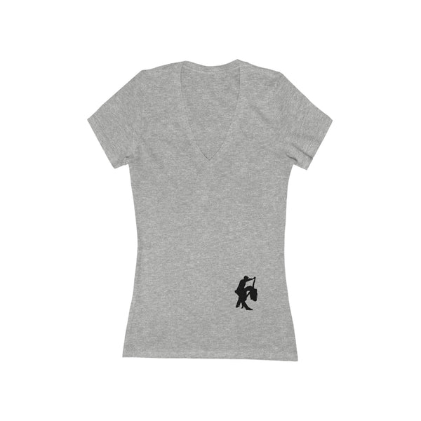 Woman's 'Salsa Silhouette Black' Fitted V-Neck