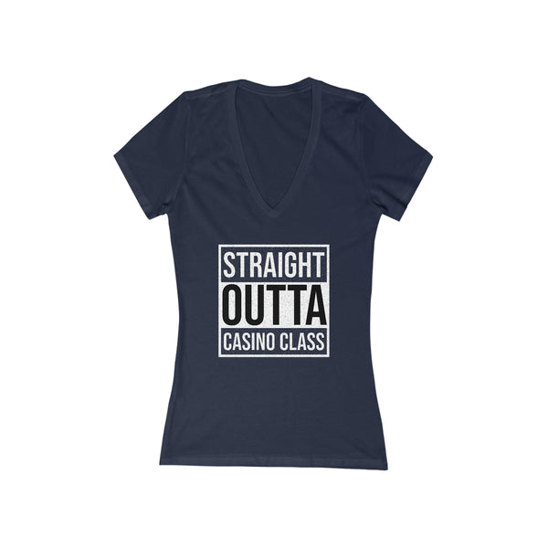 Woman's 'Straight Outta Casino Class' Fitted V-Neck