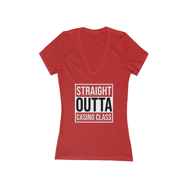 Woman's 'Straight Outta Casino Class' Fitted V-Neck