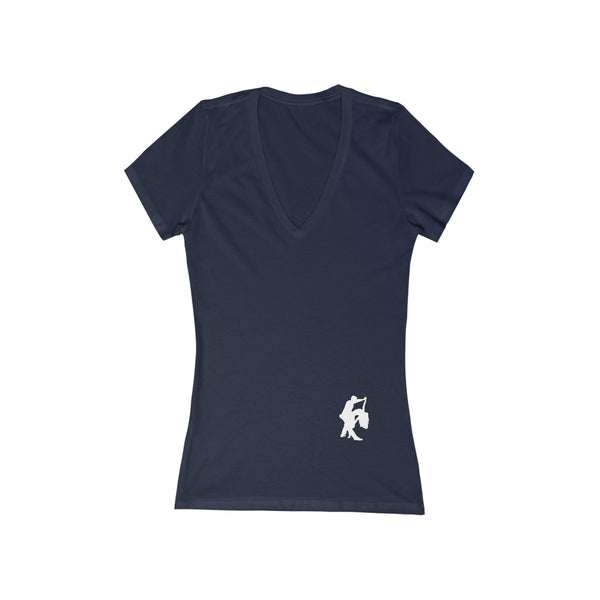 Woman's 'Salsa Silhouette White' Fitted V-Neck