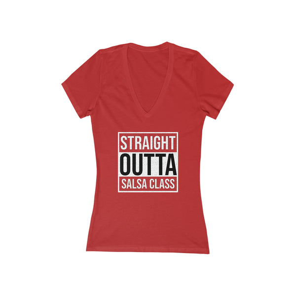 Woman's 'Straight Outta Salsa Class' Fitted V-Neck