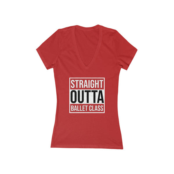 Woman's 'Straight Outta Ballet Class' Fitted V-Neck