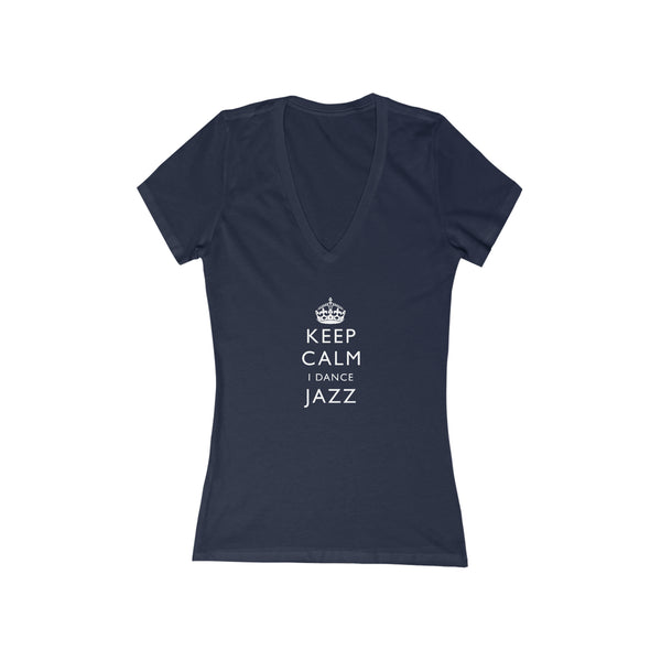 Woman's 'Keep Calm Jazz' Fitted V-Neck