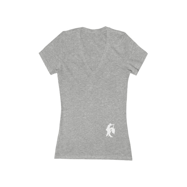 Woman's 'Salsa Silhouette White' Fitted V-Neck