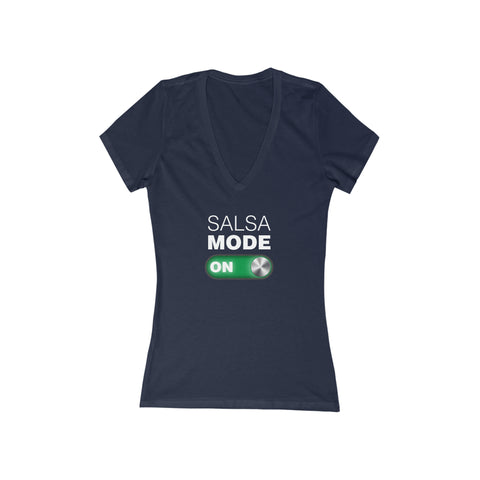 Woman's 'Salsa Mode ON' Fitted V-Neck