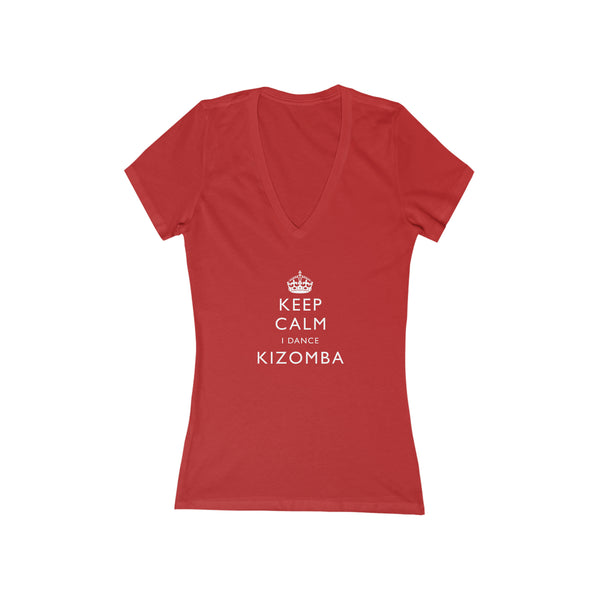 Woman's 'Keep Calm Kizomba' Fitted V-Neck