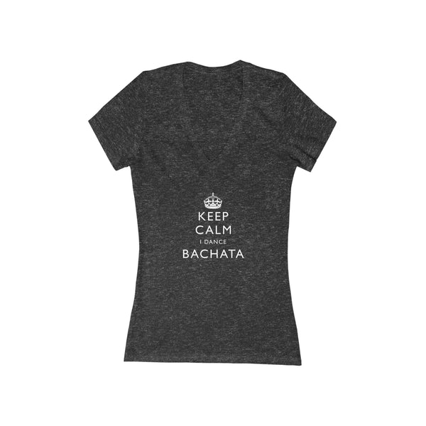 Woman's 'Keep Calm Bachata' Fitted V-Neck