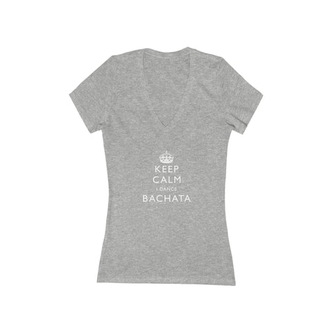 Woman's 'Keep Calm Bachata' Fitted V-Neck