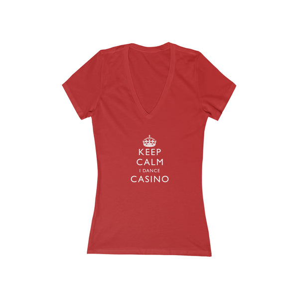Woman's 'Keep Calm Casino' Fitted V-Neck