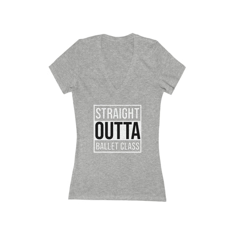 Woman's 'Straight Outta Ballet Class' Fitted V-Neck