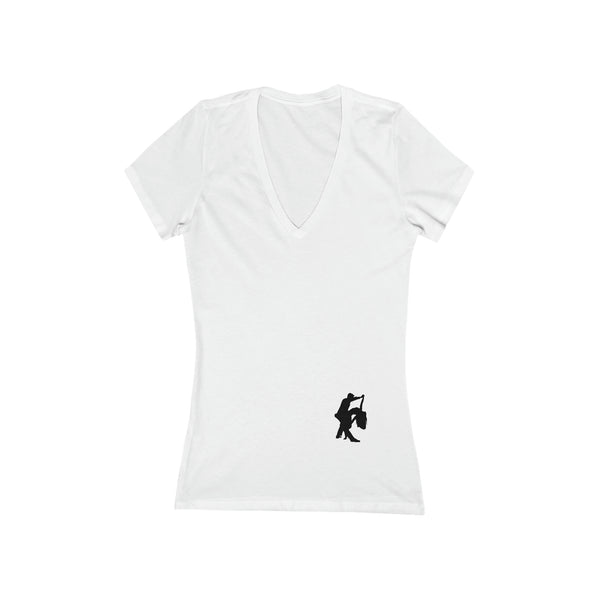 Woman's 'Salsa Silhouette Black' Fitted V-Neck