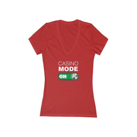 Woman's  'Casino Mode ON' Fitted V-Neck