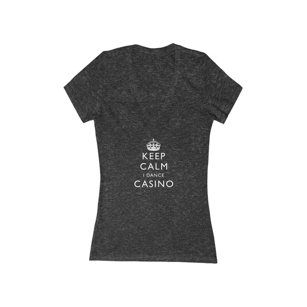 Woman's 'Keep Calm Casino' Fitted V-Neck