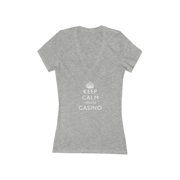 Woman's 'Keep Calm Casino' Fitted V-Neck