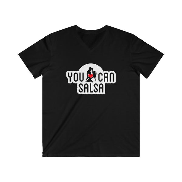 Men's You Can Salsa White Logo Fitted V-Neck