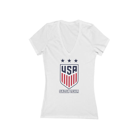 Salsa Team USA Woman's Jersey Short Sleeve Deep V-Neck Tee