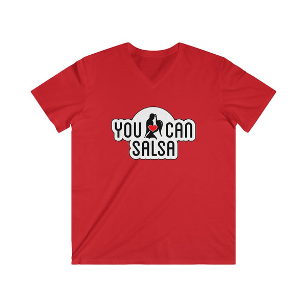 Men's You Can Salsa White Logo Fitted V-Neck