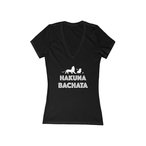 Woman's 'Hakuna Bachata' Fitted V-Neck