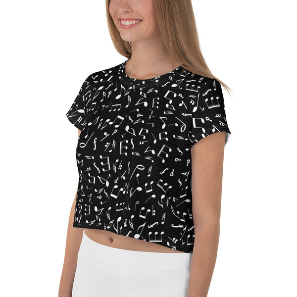 Woman's Black Music Crop Tee