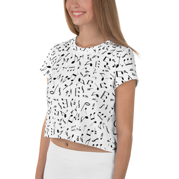 Woman's White Music Crop Tee